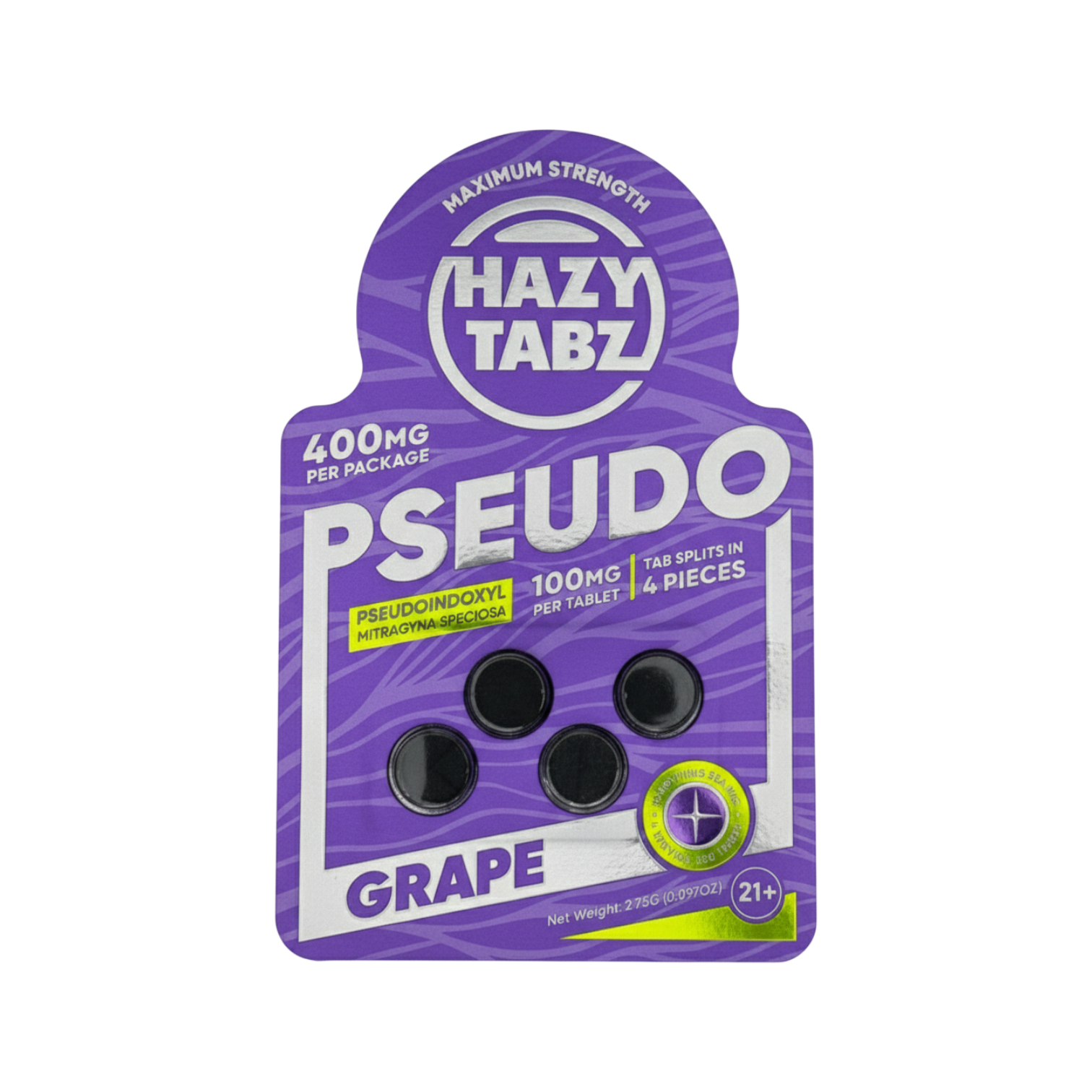 services-03 Hazy Tabz Pseudo Kratom Extract Tablets Grape 400mg 4ct 100mg Tab