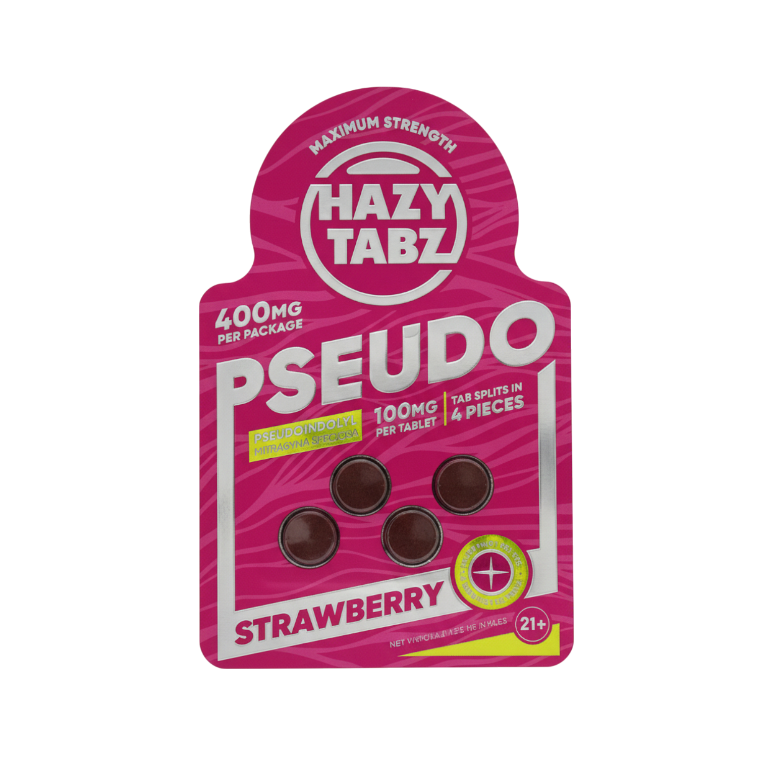 Hazy Tabz Pseudo Kratom Extract Tablets Strawberry 400mg 4ct 100mg Tab